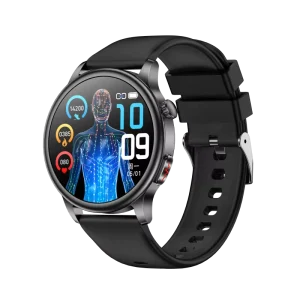 E300 Black 1.43 Inch ECG PPG Round AMOLED Display Smart Watch Sleep HRV Tracker Temperature Monitor