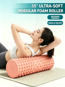 EVA Foam Roller Portable Medium Firmness Wooden Case Packaging for Yoga Training Muscle Tension Relief