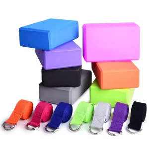 EVA Foam Yoga Blocks with Strap, Fitness Exercise Set