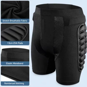 EVA Padded Ski Protective Shorts, 92% Polyester 8% Spandex, Snowboard Hip Guard, Anti-Impact Shock Absorbing