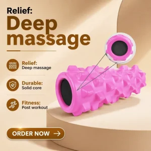 EVA Solid Core Spiky Foam Roller for Pilates Yoga Deep Tissue Muscle Release Leg Back Pain Relief Fitness Tool