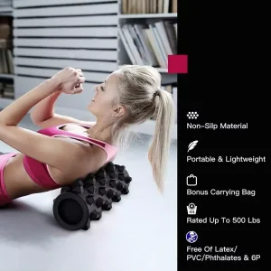 EVA Solid-Core Spiky Foam Roller for Pilates Yoga Deep Tissue Muscle Release Leg and Back Pain Relief Fitness Tool