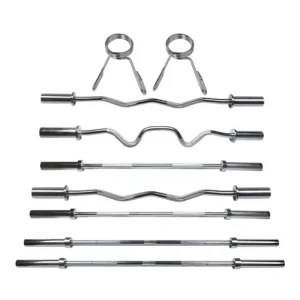 EZ Adjustable Chrome Barbell Bars for Powerlifting and Weightlifting