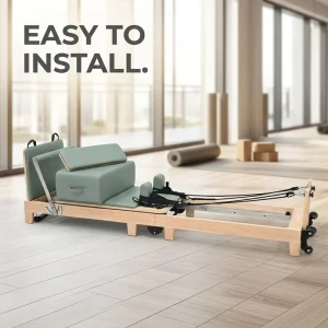 Easy-Assembly Folding Wood Pilates Reformer Yoga Bed for Fitness Center