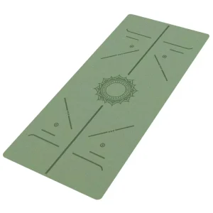 Eco-Friendly 5mm Alignment Yoga Mat with Laser-Engraved Lines Odorless Natural Rubber and PU 183cm Carrying Strap for Pilates