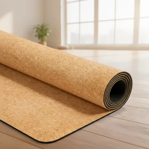 Eco-Friendly 6mm Double Layer Foldable Cork TPE Non-Slip Yoga Mat 183cm Rectangle Portable Pilates