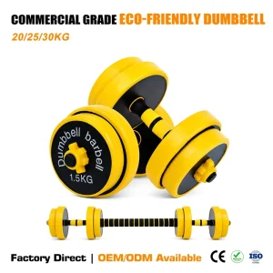 Eco-Friendly Cement Adjustable Dumbbell Set PVC Shell Sand Filling 20/25/30KG for Weightlifting