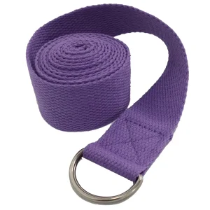 Eco Friendly Cotton D-Ring Adjustable Yoga Ropes Exercise Yoga Stretch Strap Band 183*3.8cm 70g