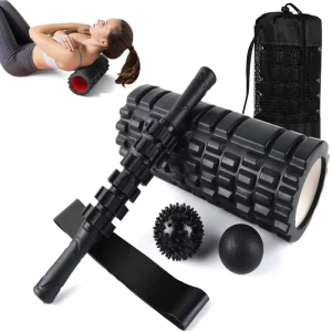 Eco Friendly Foam Roller Massage Stick&Ball Resistance Band for Yoga Exercise Muscle Massage 5 in 1 Foam Roller Set