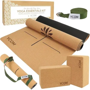 Eco Friendly Natural Rubber Cork Yoga Mat 5mm Thick Non Slip Rectangular 183cm for Fitness and Aerobics