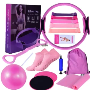 Eco-Friendly PVC Yoga Pilates Resistance Band Home Workout Kit with 25 cm Yoga Ball
