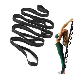 Eco Friendly Polyester Yoga Stretch Straps 10 Loops Non Elastic for Physical Therapy Pilates Post Injury Rehabilitation