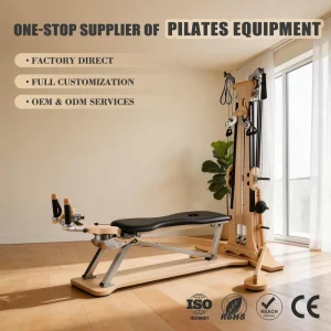 Eco friendly Solid Maple Wood Combination Exercise Machine Yoga Pilates Studio Equipment Reformer Pulley Tower