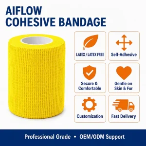 Elastic Cohesive Bandage Joint Support Wrap Latex Free Self Adhesive Ankle Knee Wrist Pet Vet Custom OEM