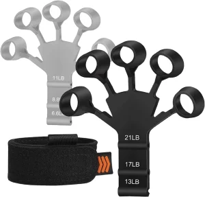 Elastic Finger Gripper and Rubber Hand Grip Exerciser with 6 Resistance Levels