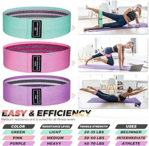 Elastic Fitness Resistance Bands Set Durable Polyester Latex Training Equipment for Legs Glutes and Hips