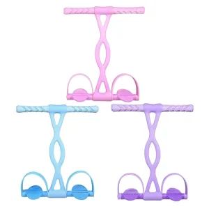 Elastic Pedal-Ankle-Pull Latex Resistance Bands with Handles, Abdominal Exerciser for Home Fitness and Sit-Ups