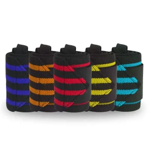 Elastic Wrist Wraps for Powerlifting and Weight Training with Hook-and-Loop Grip
