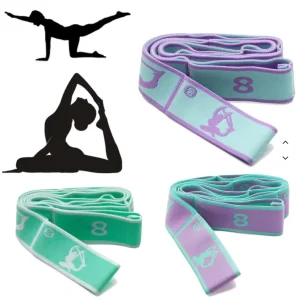 Elastic Yoga Stretching Strap with Loops Pilates Stretch Band Elastic Exercise Bands Stretch Straps for Physical Therapy