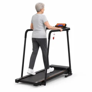 Elderly Walking Treadmill Long Handrails Stable Support Safe Design Quiet Shock Absorbing Belt LED Display Home Fitness