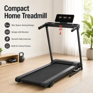 Electric Folding Treadmill 12KMH Brushless Motor Home Gym with Bluetooth Music APP HRC LED Display Hand Pulse
