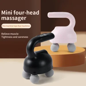 Electric Four-Head Rechargeable Deep Tissue Percussion Massager Roller for Back, Waist, and Legs