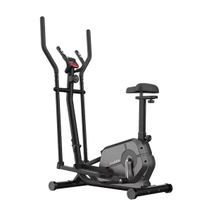 Electric Magnetic Resistance Foldable Elliptical Trainer with Seat, LCD Display, 4KG Flywheel for Home Gym
