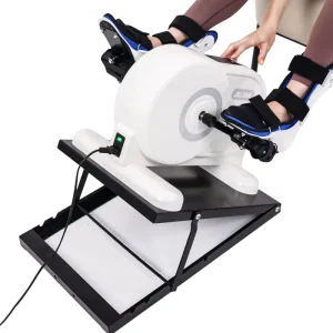 Electric Rehabilitation Mini Pedal Exerciser for Disabled People with Foot Boots and Base