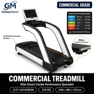 Electric Running Machine Commercial LED Screen Fitness Treadmill Home Commercial 21.5-inch Console 3.0HP AC Motor Heavy Duty