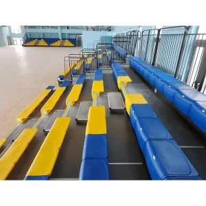 Electric Telescopic Retractable Bleachers with Backless Seats Custom Color and Quantity for Indoor Venues
