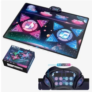 Electronic Dance Pad Dual Speakers 24H Battery Life Waterproof Anti-Slip Dance Mat for Home Entertainment