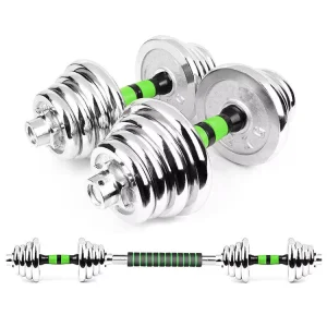 Electroplated Adjustable Convertible Dumbbell and Barbell Set, 20kg/50kg
