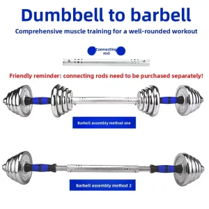 Electroplated Adjustable Dumbbell Convertible Barbell Set 20/30kg Multifunctional Weight Plate Home Gym Workout Fitness Gear