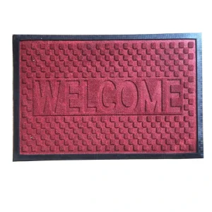 Embossed Design Rectangle Door Entrance Floor Mat Rubber Doormat