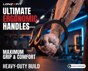 Ergonomic Steel Tricep Bicep Rope Cable Attachment Set Contoured Grip Handle