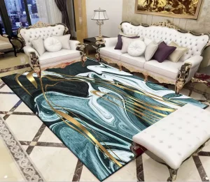 European-Style Abstract Area Rug Non-Slip Washable Mat for Living Room, Bedroom, or Lounge