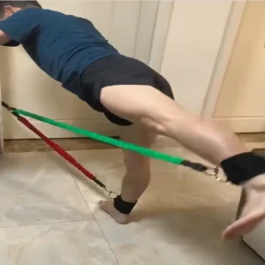 Exercise Band Elastic Band with Door Anchor Ankle Strap for Home Gym Training