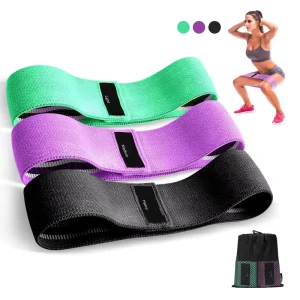Exercise Bands Non slip Fabric Elastic Fitness Bands with 3 Resistance Bands for Strength Training