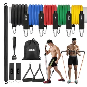 Exercise Resistance Bands 11PC Set Home Fitness Elastic Pull Ropes for Indoor Strength Training