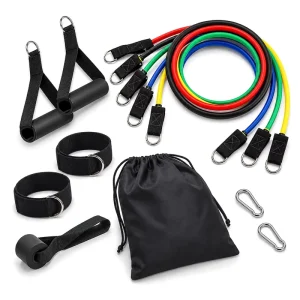 Exercise Resistance Bands with Handles 11-Piece TPE Elastic Exercise Bands Set for Home Gym Pilates Yoga Training