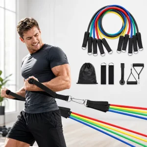 Exercise Resistance Bands with Handles, 11-Piece TPE Stackable Set for Home Gym Strength Training, OEM