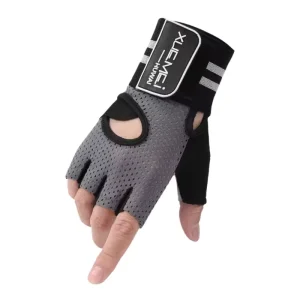 Exercise Training Fingerless Gym Gloves with Wrist Support for Men and Women, Bodybuilding