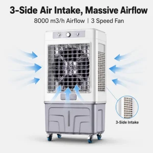 FJ-1120DL Portable Evaporative Air Cooler, 200W, 3-Speed, with Cooling, Humidification, and Purification