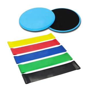 Fabric Hip Circle Resistance Exercise Loop Bands with Gliding Discs Set for Leg Training