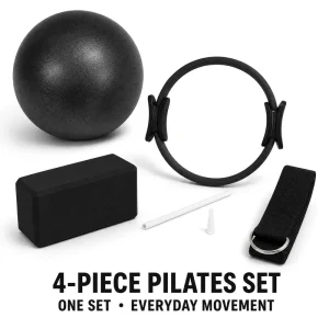Factory 4 Piece Yoga Props Set Pilates Ring Mini Exercise Ball EVA Yoga Brick D Ring Stretch Belt Custom Logo Packaging