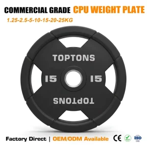 Factory CPU 4-Grip Weight Plate, Multi-Handle CPU Barbell Plate for Gym Strength Training and Weightlifting