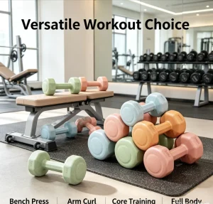 Factory Colorful Hex PVC Dumbbell Set for Home Gym Weight Lifting and Training