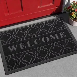 Factory Custom Tufted Oriental Welcome Mat Outdoor All-Weather Waterproof Polypropylene Floral Motif Non-Slip Low Profile