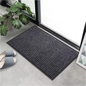 Factory Customizable Size Double-Rib Washable Durable Non-Slip Polyester Door Mat Charcoal Entryway Welcome Mat