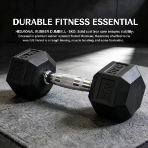 Factory Customized 2.5-50kg Hexagonal Rubber-Coated Cast Iron Dumbbell with Anti-Slip Surface